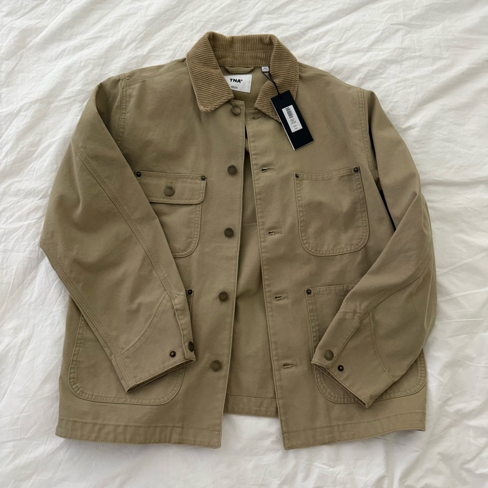 Aritzia Khaki Green Workwear Jacket with Corduroy Collar